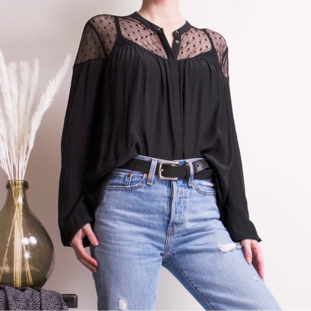 Aritzia Wilfred Black Silk Formal Wedding Guest Evening Party Blouse New Size S